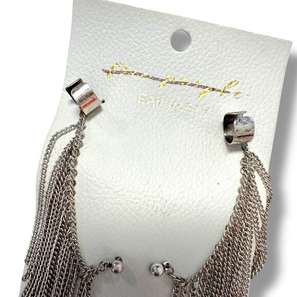 Free People Breakfast Club Ear Cuff Silver Fringe Western Bohemian Grunge Punk - Picture 11 of 13